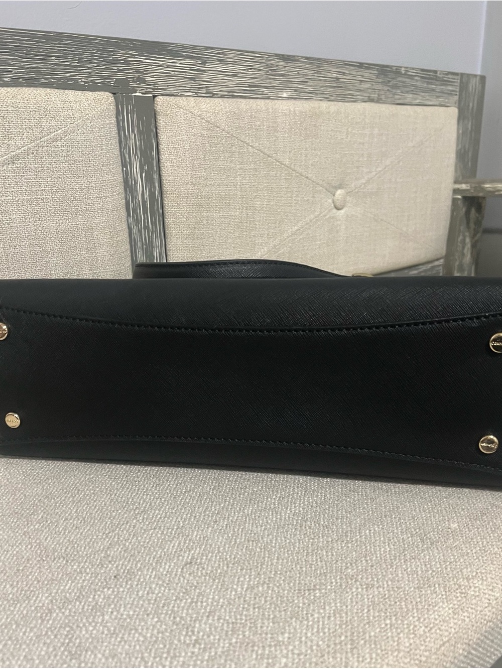 Calvin Klein Black Saffiano Chain Strap Satchel Tote Bag + Adjustable Strap - Picture 5 of 10